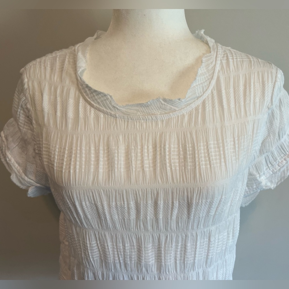 Sundance White Textured Short-Sleeve Blouse - Picture 7 of 13